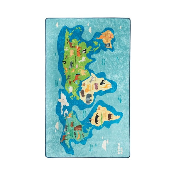 Modrý detský protišmykový koberec Chilam Map, 200 x 290 cm