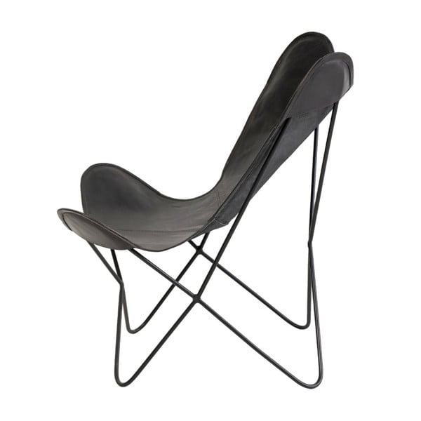 Čierne kožené butterfly kreslo sømcasa Farfalla-image-3