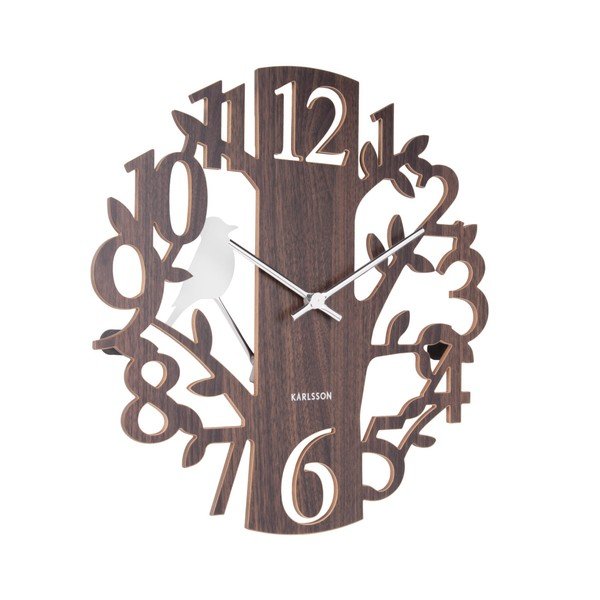 Hnedé nástenné hodiny Karlsson Woodpecker, ⌀ 40 cm-image-1