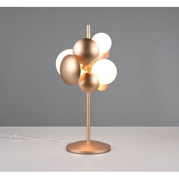 Stolová lampa so skleneným tienidlom v zlato-bielej farbe (výška 50 cm) Bubble – Trio Select-image-1