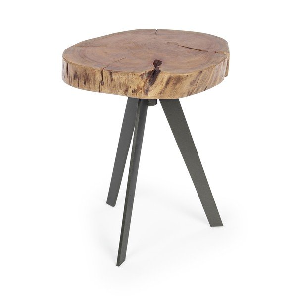 Čierny/v prírodnej farbe konferenčný stolík s doskou z akácie ø 35 cm Aron – Bizzotto-image-2