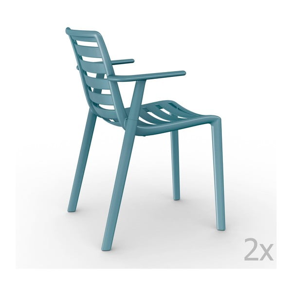 Sada 2 modrých záhradných stoličiek s opierkami Resol Slatkat