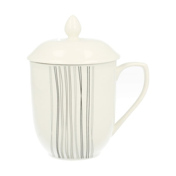 Biely porcelánový hrnček s filtrom Duo Gift Silver Line, 230 ml