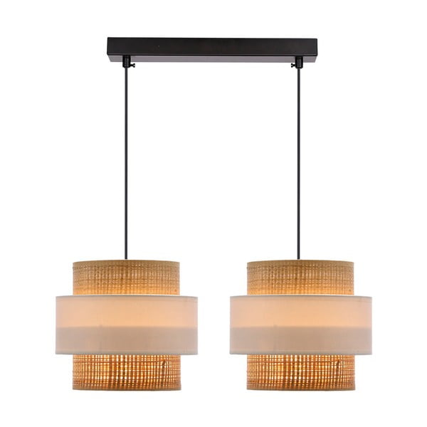Závesné svietidlo s ratanovým tienidlom v bielo-prírodnej farbe ø 20 cm Rattan – Candellux Lighting-image-1