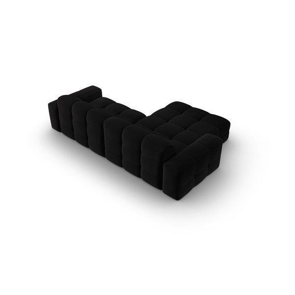 Čierna zamatová rohová pohovka (ľavý roh) Kendal - Micadoni Home-image-4