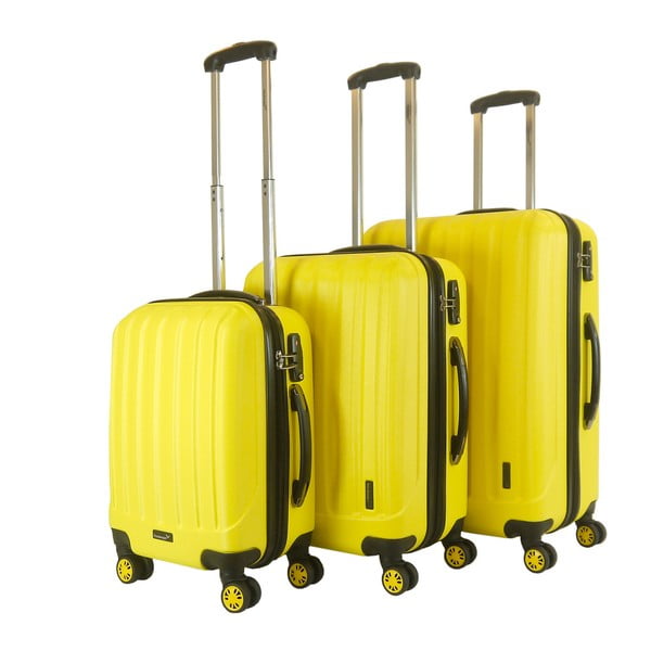 Sada 3 žltých cestovných kufrov Packenger Koffer