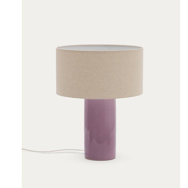 Fialová/béžová stolová lampa s textilným tienidlom (výška  52 cm) Toneric – Kave Home-image-4