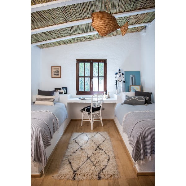 Krémový prateľný ručne tkaný vlnený koberec 80x140 cm Berber Soul – Lorena Canals-image-1