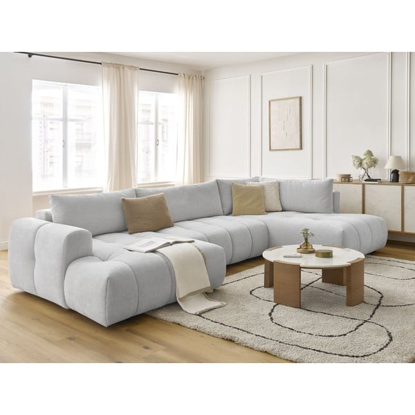 Svetlosivá rozkladacia/s úložným priestorom rohová pohovka (pravý roh/do tvaru "U") Fuji – Bobochic Paris-image-1