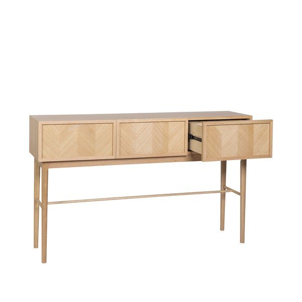 Konzolový stolík v dekore duba v prírodnej farbe 38x150 cm Herringbone – Hübsch-image-2