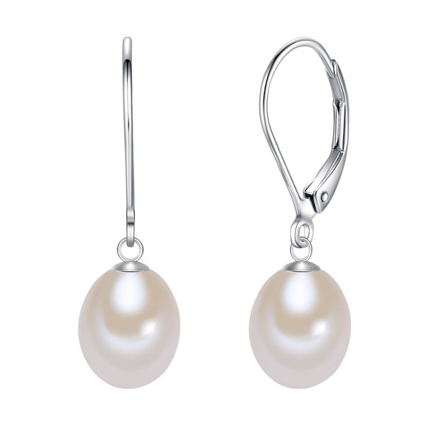 Biele perlové náušnice s krúžkom Chakra Pearls