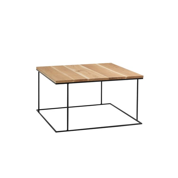 Konferenčný stolík s čiernym podnožím a dubovou doskou Custom Form Walt, 100 × 100 cm