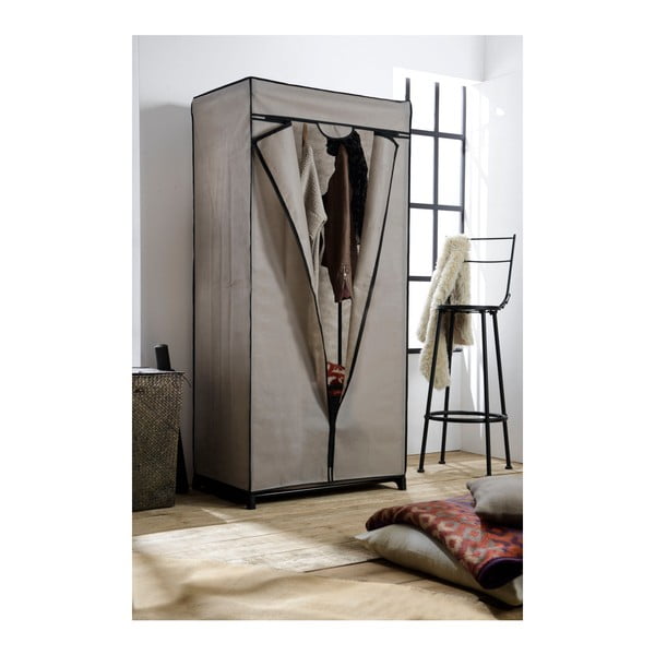 Sivá textilná šatníková skriňa Compactor Wardrobe, výška 160 cm-image-1