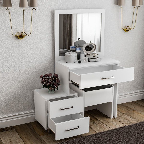 Biely drevený toaletný stolík Alacati-image-1