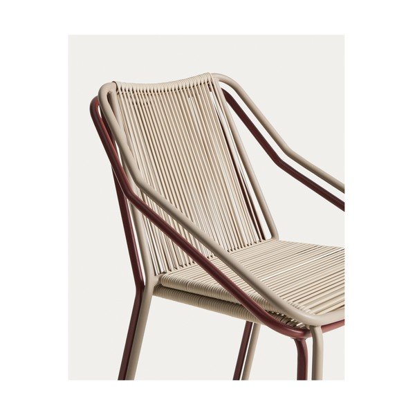 Krémovobiela/taupe záhradná stolička Zivia – Kave Home-image-3