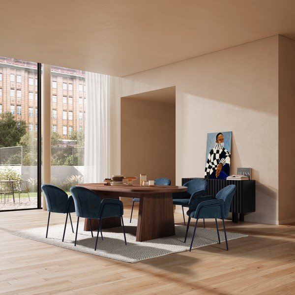 Modré čalúnené jedálenské kreslá v súprave 2 ks Aslin – MOME-image-1