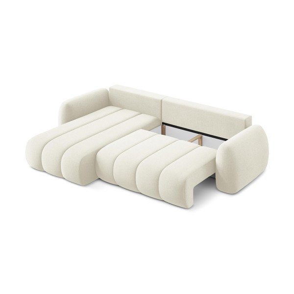 Béžová rozkladacia/s úložným priestorom rohová pohovka z textílie buklé (ľavý roh/s leňoškou) Pele – Makamii-image-3