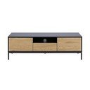 TV stolík v dekore duba v čierno-prírodnej farbe 140x45 cm Seaford – Actona