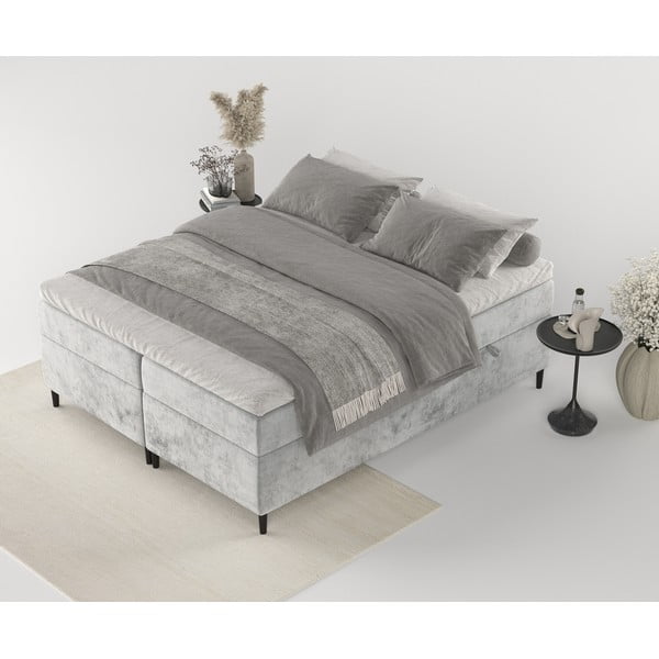 Sivá boxspring posteľ s úložným priestorom 180x200 cm Araya – Maison de Rêve-image-1