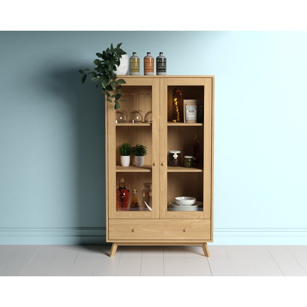 Vitrína v dekore duba v prírodnej farbe 100x170 cm Kensal – Woodman-image-2