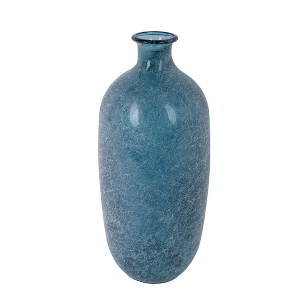 Modrá sklenená váza z recyklovaného skla Ego Dekor, výška 31 cm