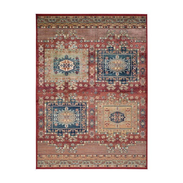 Červený koberec z viskózy Universal Ornament, 140 x 200 cm