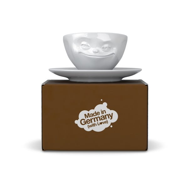 Biela usmievavá porcelánová šálka na kávu 58products, objem 200 ml-image-1