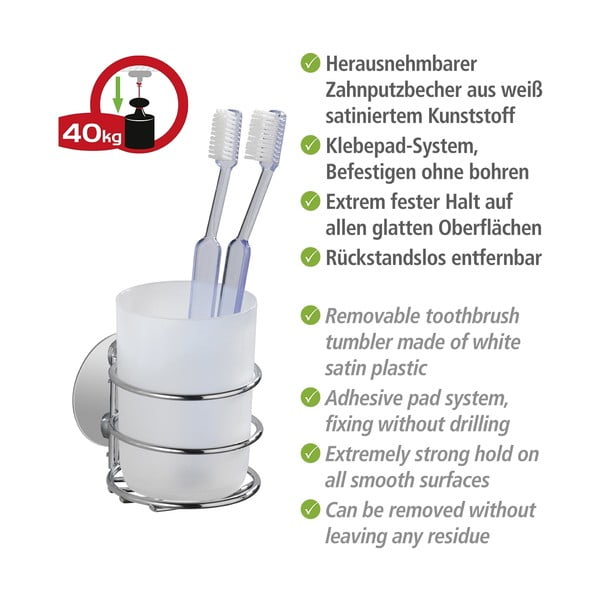 Sivá samodržiaca súprava doplnkov do kúpeľne z nehrdzavejúcej ocele Turbo-Loc – Wenko-image-4