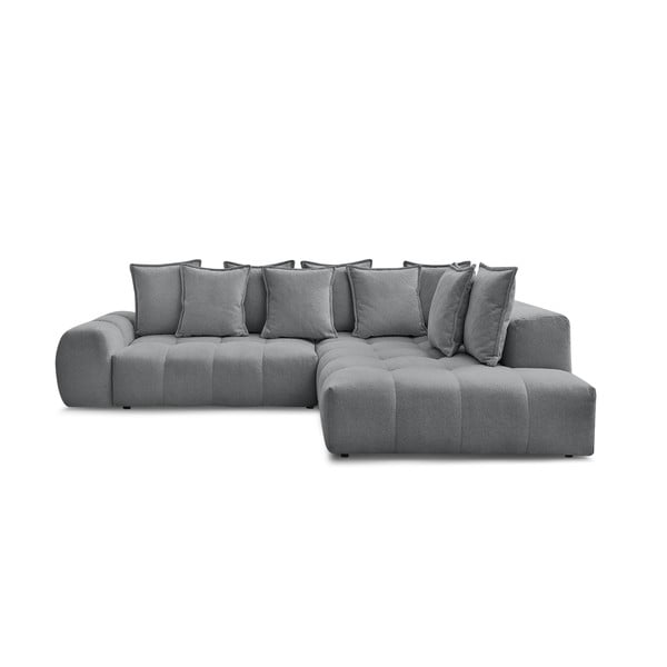 Tmavosivá ženilková rozkladacia/s úložným priestorom rohová pohovka (pravý roh/do L) Everest – Bobochic Paris