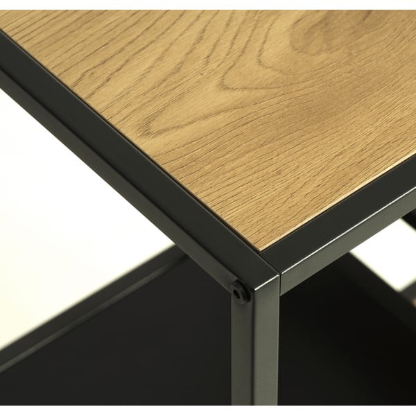 Čierna/v prírodnej farbe knižnica v dekore duba 80x146x35 cm Altino – Unique Furniture-image-3