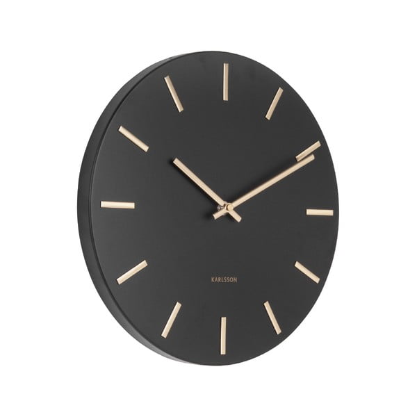Čierne nástenné hodiny s ručičkami v zlatej farbe Karlsson Charm, ø 30 cm-image-1