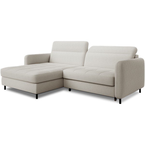 Krémovobiela rozkladacia/s úložným priestorom rohová pohovka z textílie buklé (ľavý roh/s leňoškou) Gomsi – ELTAP-image-2