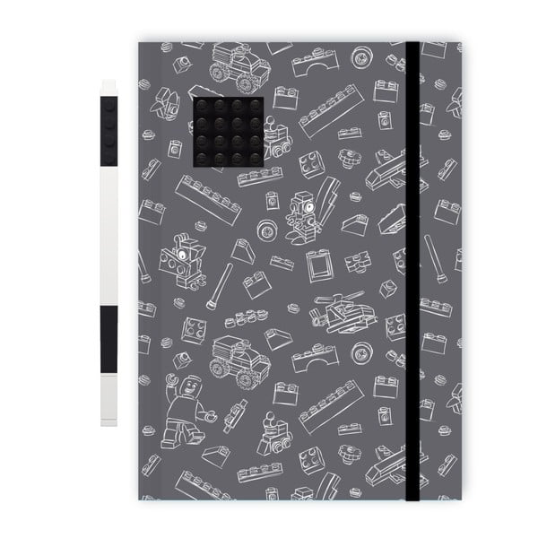 Čierno-biely zápisník A5 s čiernym perom LEGO®, 96 strán-image-1