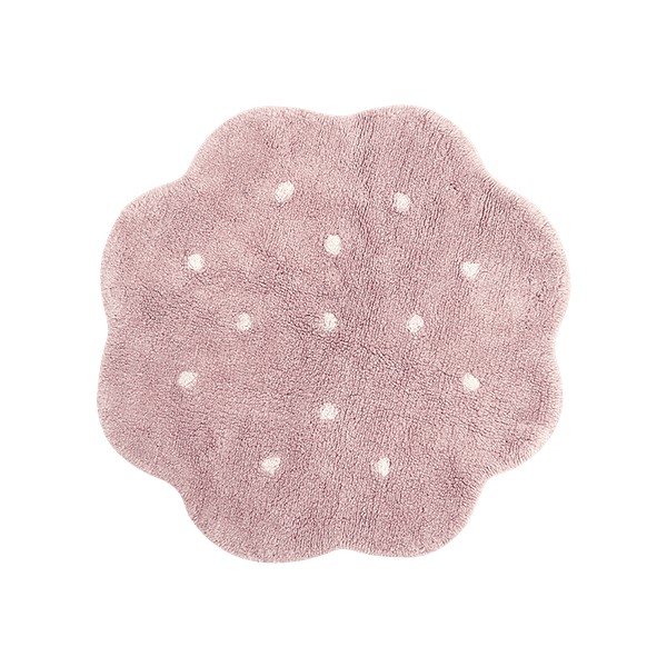 Ružový prateľný ručne tkaný bavlnený detský koberec ø90 cm Mini Biscuit Vintage Nude – Lorena Canals
