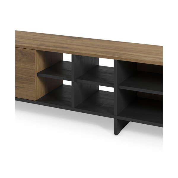 Čierny/v prírodnej farbe TV stolík v dekore duba 230x44x36 cm Cequoia – Marckeric-image-4