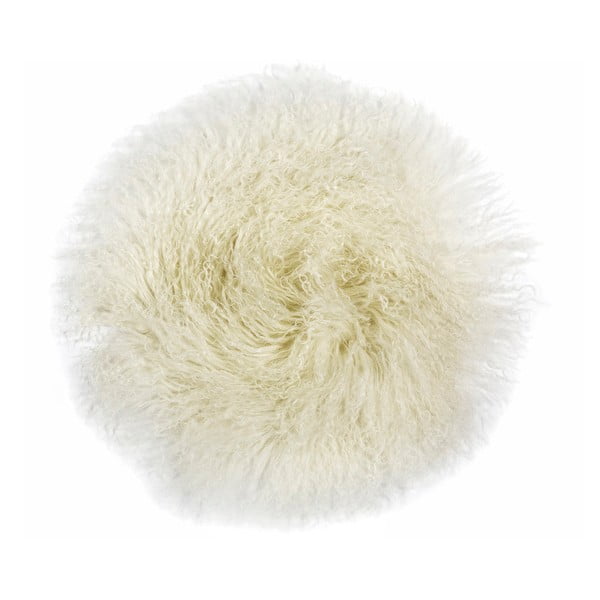 Biely kožušinový podsedák Arctic Fur Tibetan, 35 × 35 cm