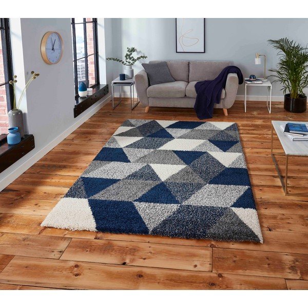 Modrosivý koberec Think Rugs Royal Nomadic Angles, 160 x 220 cm-image-1