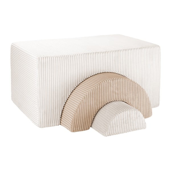 Krémovobiele menčestrové penové ihrisko 75x49x37 cm Rainbow Montessori – Wigiwama