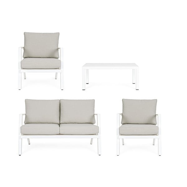 Bielá hliníková záhradná lounge súprava pre 4 Harley – Bizzotto-image-4