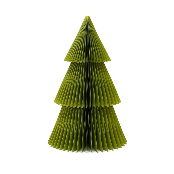Trblietavá zelená papierová vianočná ozdoba v tvare stromu Only Natural, výška 22,5 cm