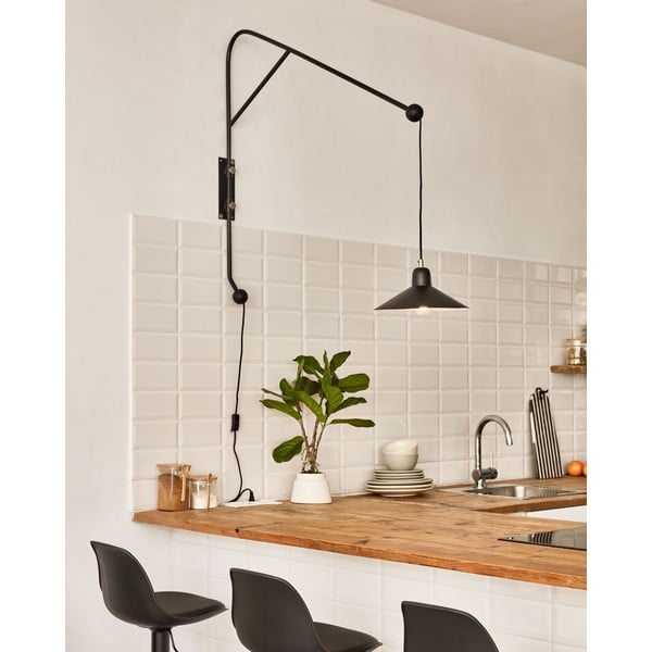 Čierne nástenné svietidlo ø 30 cm Eleazar – Kave Home-image-1
