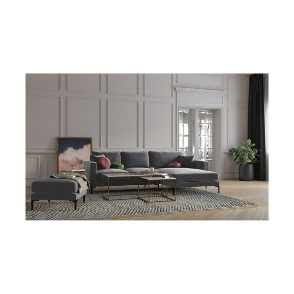 Sivá zamatová podnožka Kooko Home Harmony-image-3