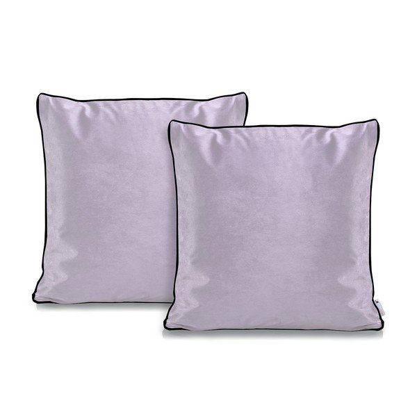 Súprava 2 svetlofialových obliečok na vankúše DecoKing Rimavelvet Lilac, 45 × 45 cm-image-1