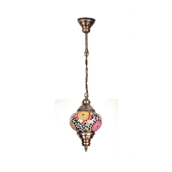 Sklenená ručne vyrobená závesná lampa Sri Lanka, ⌀ 13 cm