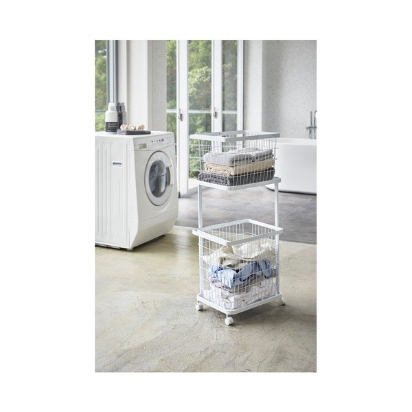Biele pojazdné poličky na koše na bielizeň Yamazaki Tower Laundry-image-1