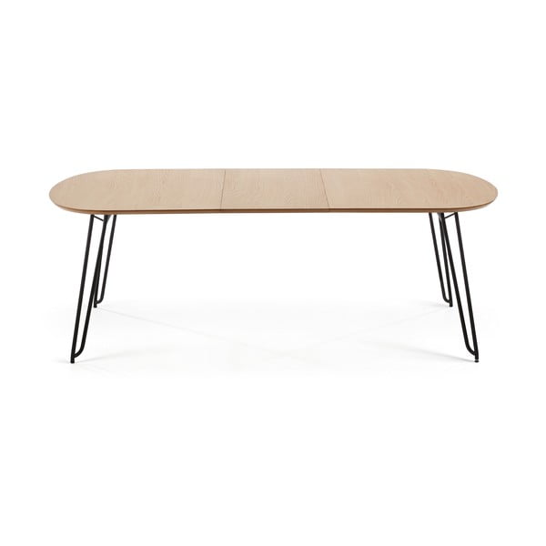 Rozkladací jedálenský stôl v dekore duba v prírodnej farbe 90x140 cm Novac – Kave Home-image-3