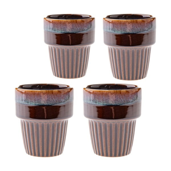 Hnedé kameninové šálky v súprave 4 ks na espresso 100 ml Tone – Dakls