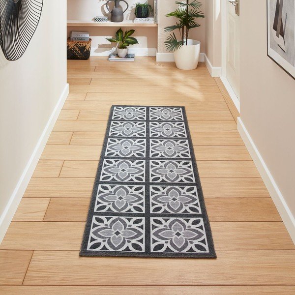 Tmavosivý prateľný behúň 76x230 cm Victoria Grey – Think Rugs-image-1