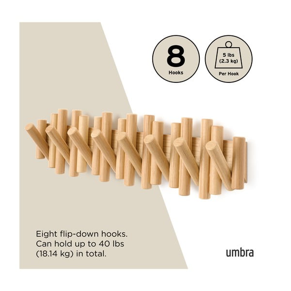 Nástenný vešiak z borovicového dreva v prírodnej farbe 61 cm Picket – Umbra-image-4