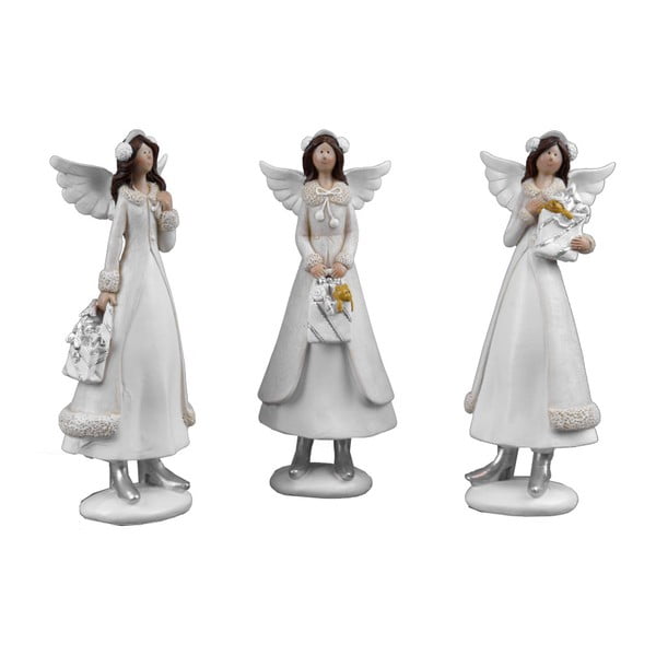 Sada 3 stredných dekoratívnych anjelikov Ego Dekor Winter
